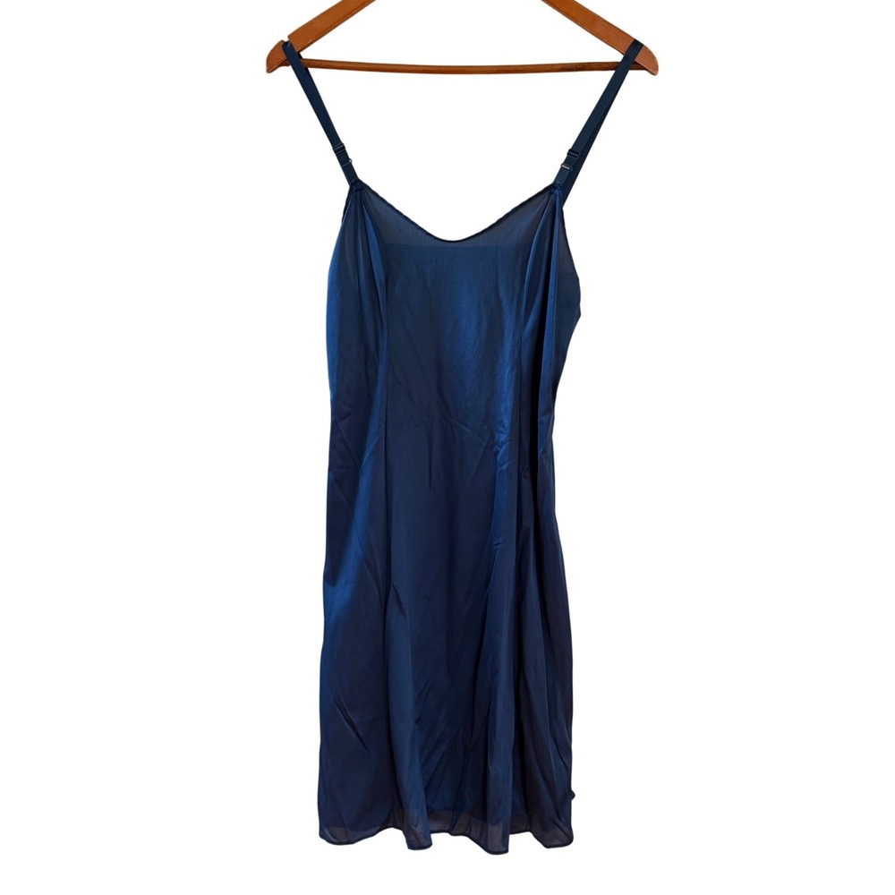 Vintage Legg's Full Slip Sateen Fabric Navy Blue Women's Size 34 Long